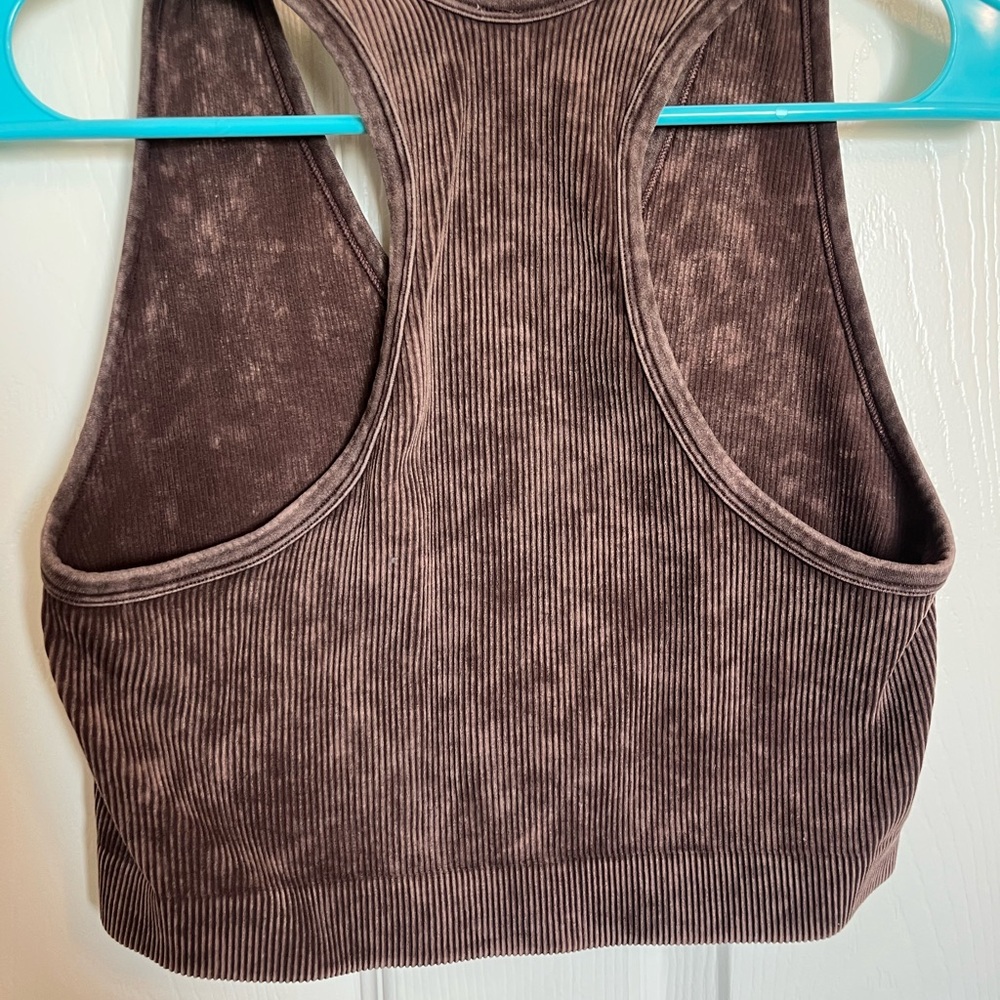 Brown Ribbed Tank Top - Picture 3 of 3